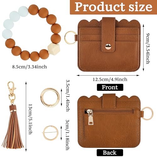 Wristlet Wallet for Women with Keychain – RFID Card Holder Small Wallet Wristlet with Key Ring - color: Light Brown, style: Classic