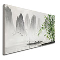 Winpeak Art Traditional Chinese Painting Black and White Landscape Canvas Wall Art Bamboo Artwork - size: 48"L x 24"W