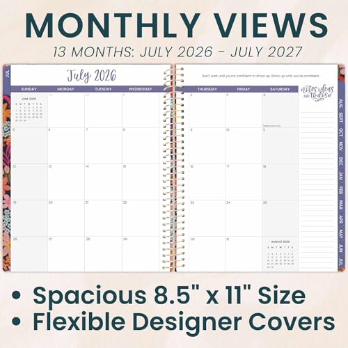bloom daily planners 2026-2027 Planner (8.5” x 11") 13 Month Academic Year Organizer (July 2026 - July 2027) - Weekly & Monthly Agenda Book with Stickers & Tabs - Floral Fiesta - color: Floral Fiesta 2026-27, size: 8.5" x 11"