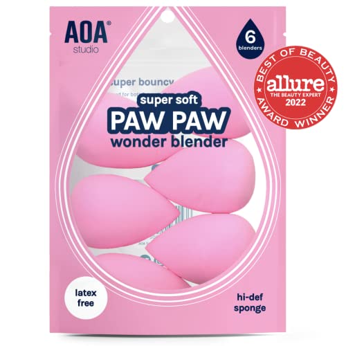 AOA Studio Collection makeup Sponge Set Latex Free and High-definition Set of 6 makeup Wonder blender For Powder Cream and Liquid, Super Soft Wonder Beauty Cosmetic (Pack of 3) - size: 6 Count (Pack of 3)