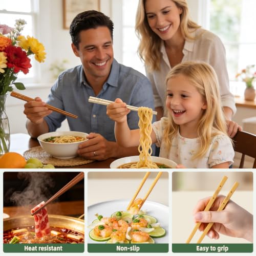 10 Pairs Fiberglass Chopsticks Reusable | Dishwasher Safe | BPA-free | Non-slip Chop Sticks Set - （9.45in） - color: 10Pair-（9.45in）