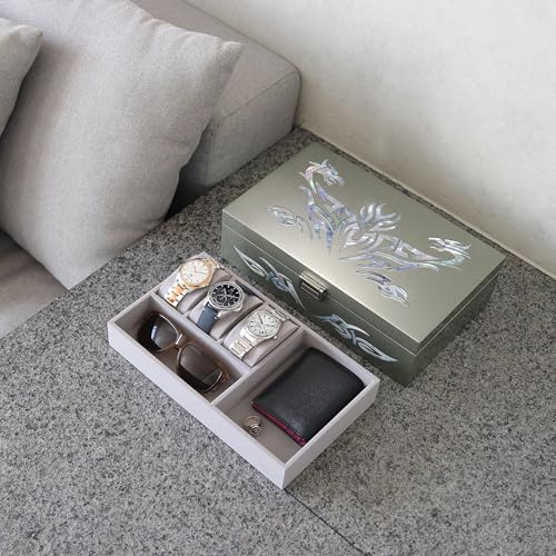 MADDesign Mother of Pearl Watch Box Jewelry Organizer (Metallic Silver) - color: Metallic Silver