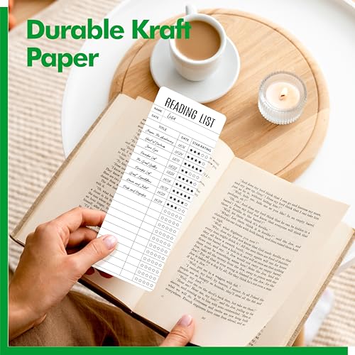 110 PCS Reading List Bookmarks, White Kraft Book Tracker and Reading Log Bulk Bookmarks for Book Lovers, Students, Teachers, Graduation Gifts, Back-to-School Supplies (3” x 7.9”, White) - style: Reading List Bookmarks（White Kraft）