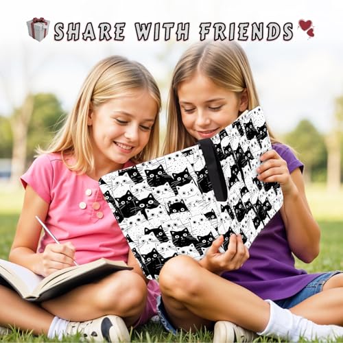 4 Pocket Card Binder Cat, Cat Trading Card Binder for Girls, Collectible Trading Card Holder for 400 Cards, PU Leather Binders Game Cards Collection Sports Cards Collector Albums with Zipper - color: Cat-Black&White, size: 400 Pockets