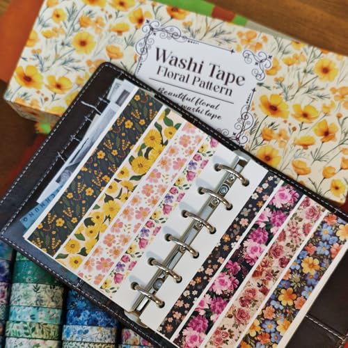 Bomichi 42-Roll Floral Thin Washi Tape Sticker Set 3 Meters per Roll - color: Yellow floral print