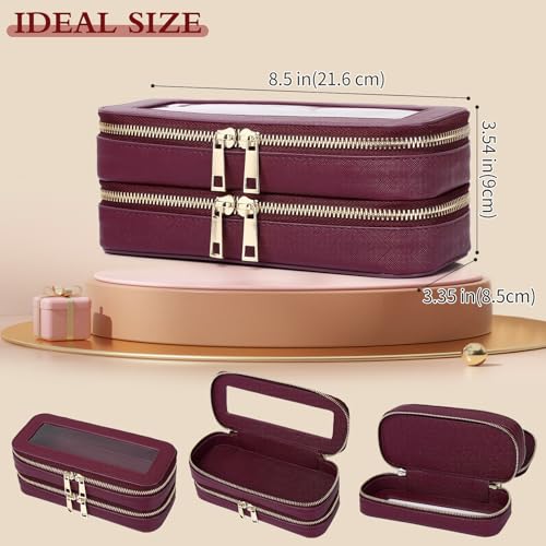 Pinkmik Double Layer Makeup Bag, Burgundy, Double SLIM - color: B3/Burgundy, size: 2-Layer SLIM