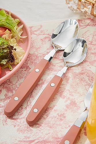 ANNOVA Silverware Set, Retro/Rivet Colorful Stainless Steel Tableware Kitchen Flatware Set Utensils, Includes Dinner Knives, Forks, Spoons, Salad Forks & Dessert Spoons (Brown, 20 Pieces) - color: Brown