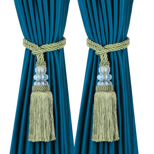 2 Pack Curtain Tiebacks with Tassel, Green - color: Green, size: 2