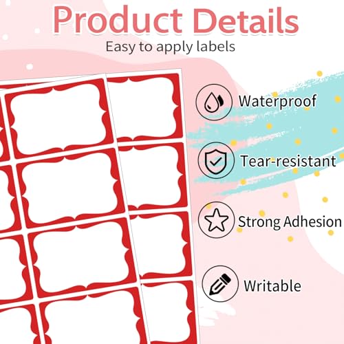 Starboling Name Tag Stickers, 200 Pcs 3"x2" Red Plain Stickers with Colorful Border, For Office, Meetings, School & Home - color: Red