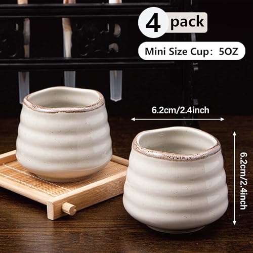 Ceramic Tea Cup Set, 5OZ Espresso Cups, Retro Grey, Set of 4 - color: Retro Grey