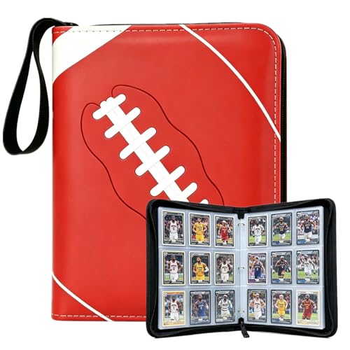 Football Trading Card Binder 9 Pocket, Card Binder for 900 Pockets Card, 50 Sleeves Double-Sided Storage, Premium Card Book Holder, for Trading Cards, Cards Sleeves Card, Game, Sport Card (Football) - color: Orange