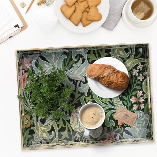 Spsyrine Plastic Serving Tray with Handles for Coffee Table, Golden Lily - color: Multi a