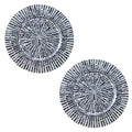 i-lan 2 Pack 13 Inch Mother of Pearl Charger Plates, Black Ray Shell Inlay - style: Style 9