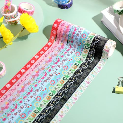 TaoBary 33 Rolls Washi Tape Set, 15mm Holiday Seasonal,Festive Style - style: Festive Style