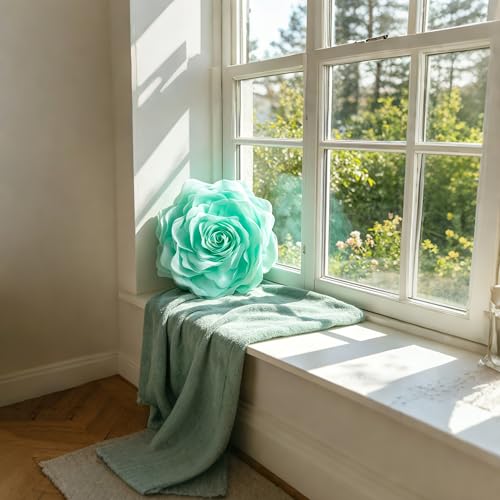 JWH Summer Flower Throw Pillow Covers with Insert, 12 Inch, Mint Green - color: Mint Green, size: 12" x 12" (Pack of 1)