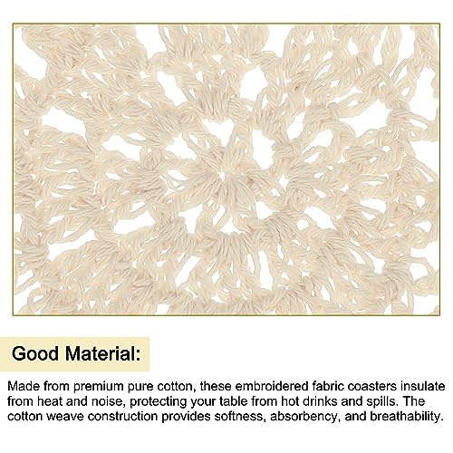 uxcell Fabric Coasters, 8pcs 4" - Cotton Woven Crochet Doilies, Lace Embroidery Cup Mat with Floral Pattern for Wedding Party Decoration (Beige) - color: Beige