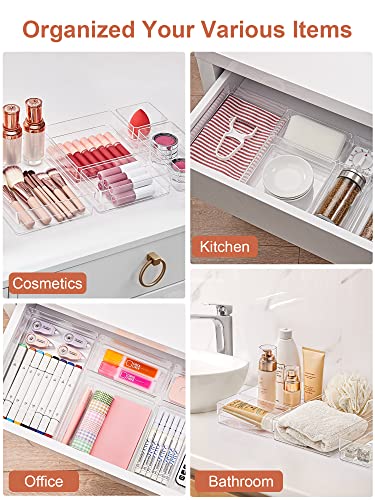 SMARTAKE 16 PCS Drawer Organizer, 5-Size Desk Bathroom Drawer Organizer - size: Medium