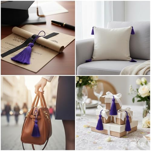 20Pcs 4.3 Inch Silky Mini Craft Tassels for Earrings, Souvenir(Dark Purple) - color: Deep Purple