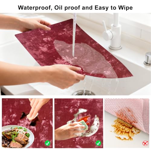 Faux Leather Placemats Set of 4, 11.8"x17.7", Burgundy - color: Burgundy, size: Set of 4