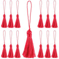 48Pcs Mini Bookmark Tassels Handmade Keychain Silky Tassel - color: Red