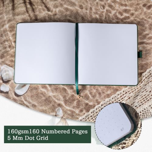TIEFOSSI Dotted Square Journal Notebook 160 Pages for Women & Men(8 x 8) - color: Deep Green, size: Square-Dotted