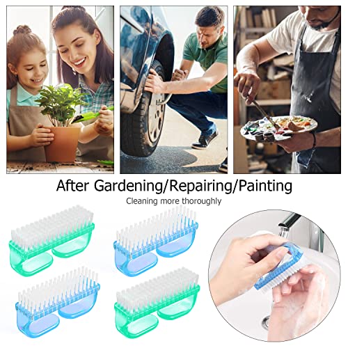 Larbois Handle Grip Nail Brush, Hand Fingernail Brush Cleaner Scrubbing Kit Pedicure for Toes and Nails Men Women (4 Pack) - color: Color-15