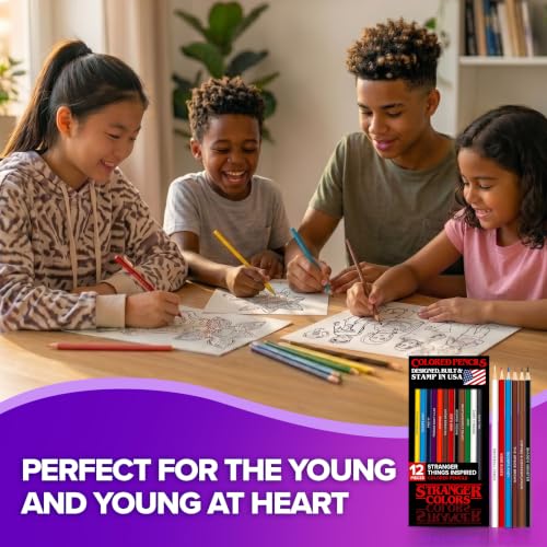 Mystery Lights Colored Pencils, 12 Foil-Stamped Gift Set - style: Stranger Things
