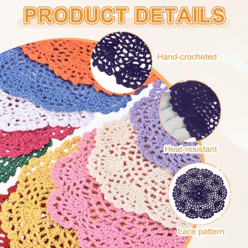 uxcell 8Pcs Crochet Doilies 8" Handmade Crochet Cotton Coaster Dark Purple - color: Dark Purple