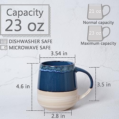Bosmarlin Extra Large Ceramic Coffee Mug, 23 Oz, Dishwasher and Microwave Safe, Oversized Big Tea Cup, Reactive Glaze (Deep Blue) - color: Deep Blue