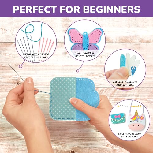 Craftorama Sewing Kit for Kids, Fun and Educational Accessories Craft Set for Girls Age 7-12, Sew Your Own Felt Accessories Craft Kit for Beginners - color: Accessories