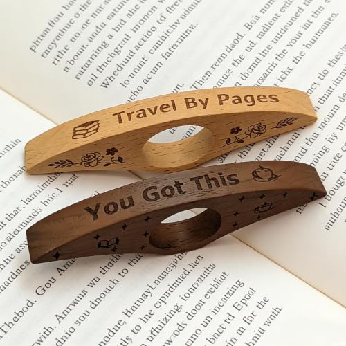 2PCS Wooden Book Page Holder,Handmade Walnut Thumb Bookmark for Reading,Gifts for Book Lovers
