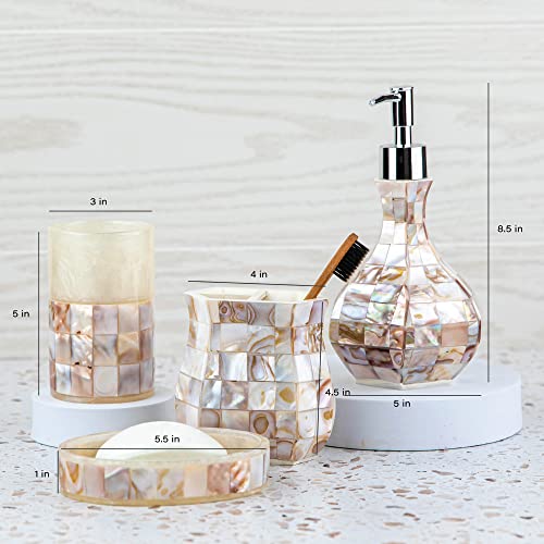 Milano Mother of Pearl 4 Piece Resin Bathroom Accessories Set - style: 4 Pc. Bathroom Accessory Set