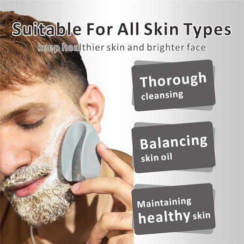 Silicone Face Scrubber,2 Pack Face Scrubber for Women Men, Manual Face Exfoliator Brushes Scrubber,Facial Cleansing Brush for Exfoliating Blackhead Remover Acne Pore Cleansing Massaging - color: 3rd-grey+white