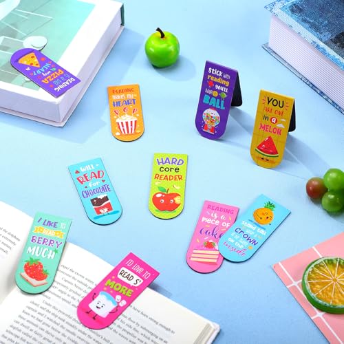 Fainne 30 Pieces Assorted Scented Magnetic Bookmarks Scratch and Cute Sniff Fruit Food Theme Bookmarks Encouraging Sayings Book Tag 10 Styles(Classic) - style: Classic