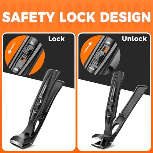 DRMODE Toenail Clippers for Seniors Thick Toenails, Angled Head Wide Jaw - color: Black, size: Big
