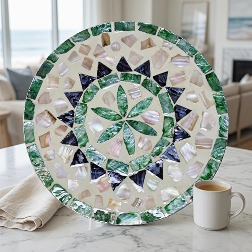 7.5" Mother of Pearl Shell Placemat, Round Decorative Charger Plate - color: Bohemia