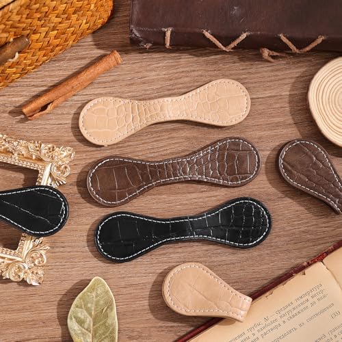 3PCS Vintage Magnetic Leather Bookmark, Leather Magnetic Bookmarks for Women, Magnetic PU Bookmarks Clip Book Accessories, Lychee Pattern - style: Lychee