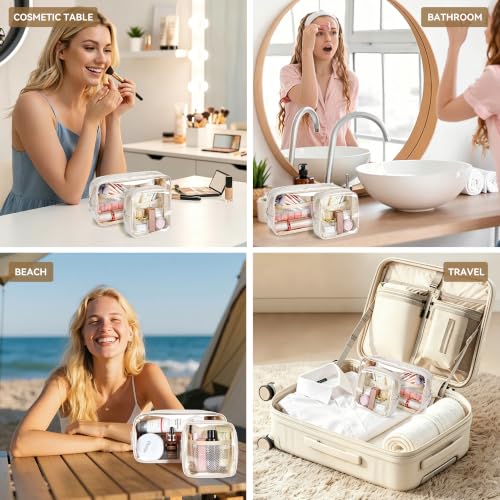 WLLWOO Clear Makeup Bag Mini Cosmetic Pouch Travel Toiletry Organizer - color: 1pcs-Mini-Beige