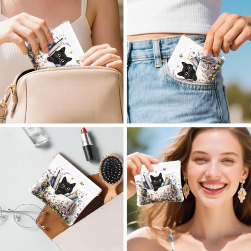 Cat Squeeze Coin Purse Pouch Small Makeup Bag for Purse - color: Cute Cat, size: Small (4.4"x3.85")