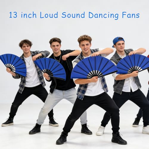 10 PCS Boots on The Ground Hand Fan Bulk - Rave Fans 13 Inch Large Clacking Fans for Line Dancing Make Loud Sounds for Party - color: Blue