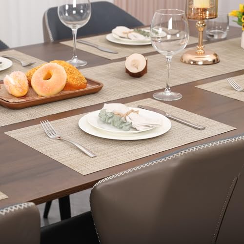 Myir JUN Placemats Set of 10 Kitchen and Dining Table Placemats - color: Beige, size: Set of 10