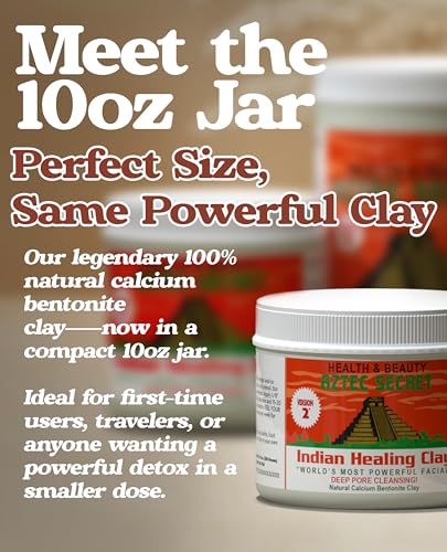 Aztec Secret - Indian Healing Clay 10oz Jar - Deep Pore Cleansing Facial & Body Mask – The Original 100% Natural Calcium Bentonite Clay - size: 10 Ounce (Pack of 1)