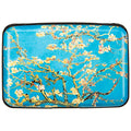 Credit Card Holder Small RFID Blocking Wallet Business Metal Slim Mini Aluminum Hard Case for Women Men - color: Almond Blossoms