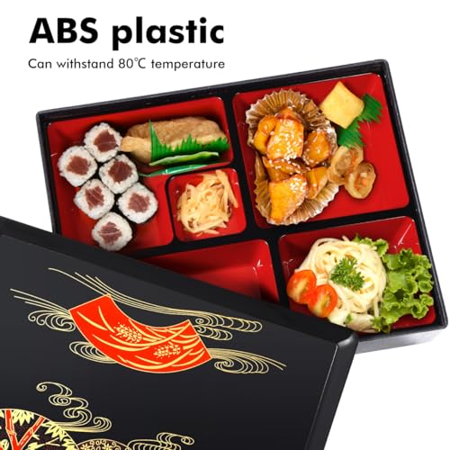 DOITOOL Japanese Bento Box Adult Lunch Box Traditional Bento Box Japanese Sushi Tray Meal Prep Containers Reusable Plastic Snack Serving Tray with Lid for Home Restaurant