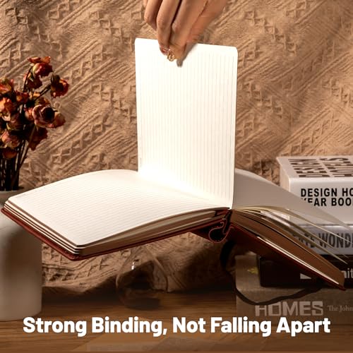 CAGIE Compass Leather Journal for Men Women, A5 Lined Notebook Writing Gift - color: Wine Red