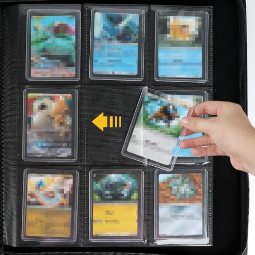 Toploader Binder, Holds 324 Toploaders, 9 Pocket Top Loader Binders with Sleeves for 3 x 4'' Toploaders, Double-Sided Pocket Top Loader Storage Binder, Trading Card Binder - Diamond Black - color: Diamond Black