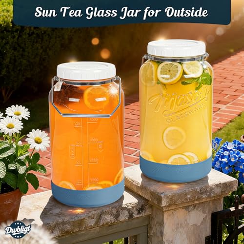 1.5 Gallon Glass Jars with Airtight Lids for Food Storage Large - size: 1.5 Gallon/2 Pack(with handle & base)