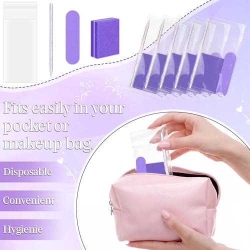 100 Sets Disposable Manicure Kit Individually Package, Purple - color: Purple
