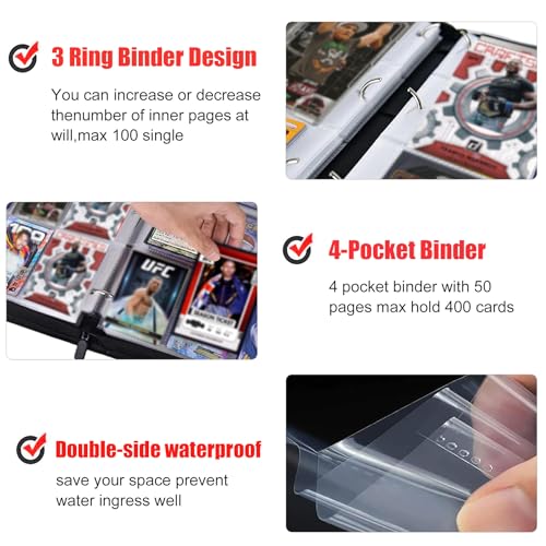 400 Pockets Sports Card Binder, Portable Waterproof PU Storage Album,CH51 - color: Combat-400