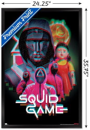 Netflix Squid Game: Season 2 - Group Glitch Wall Poster, 34L" x 22.4W", Black Framed Version - color: Black Framed Version, size: 34"L x 22.4"W